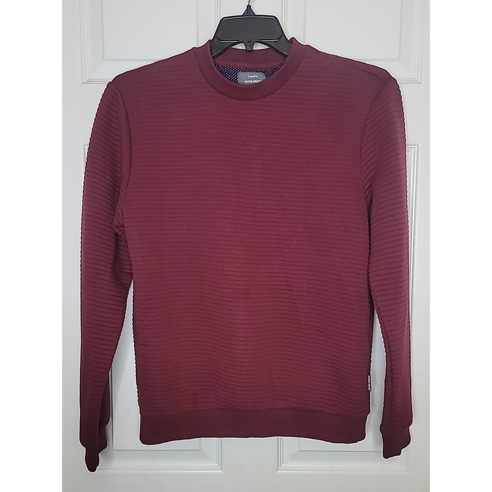 Peter Werth N.1‎ Sweater Ribbed Cotton Blend Burgundy Long Sleeve Men's Medium